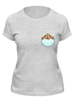 Заказать женскую футболку в Москве. Футболка классическая ленивец от queen  - готовые дизайны и нанесение принтов.