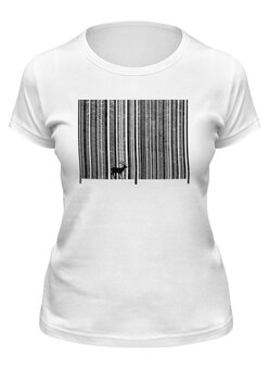 Заказать женскую футболку в Москве. Футболка классическая Штрих код леса от ISliM - готовые дизайны и нанесение принтов.