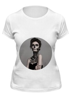 Заказать женскую футболку в Москве. Футболка классическая Девушка скелет от elia21 - готовые дизайны и нанесение принтов.