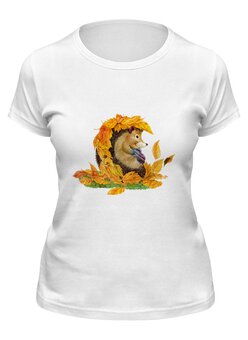 Заказать женскую футболку в Москве. Футболка классическая Осень от ZVER  - готовые дизайны и нанесение принтов.