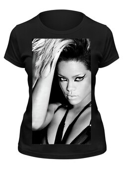 Заказать женскую футболку в Москве. Футболка классическая Rihanna b&w от solariren - готовые дизайны и нанесение принтов.