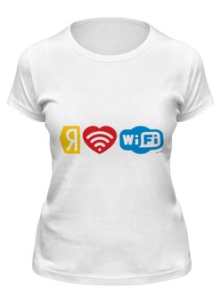 Заказать женскую футболку в Москве. Футболка классическая I love Wi-Fi от pov - готовые дизайны и нанесение принтов.