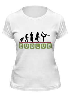 Заказать женскую футболку в Москве. Футболка классическая Эволюция от Amerikanka - готовые дизайны и нанесение принтов.