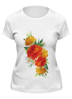 Заказать женскую футболку в Москве. Футболка классическая "Flowers" от Abstractiya - готовые дизайны и нанесение принтов.