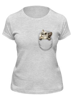 Заказать женскую футболку в Москве. Футболка классическая Кот в кармане от Xieros - готовые дизайны и нанесение принтов.