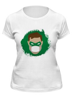 Заказать женскую футболку в Москве. Футболка классическая Зеленый фонарь (Коллекция: Герои носят маски) от GeekFox  - готовые дизайны и нанесение принтов.