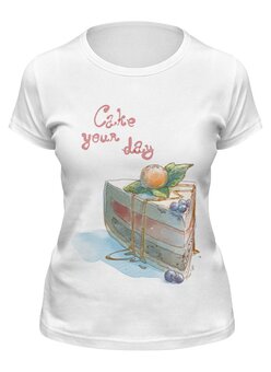 Заказать женскую футболку в Москве. Футболка классическая Cake your day от Катя Муу - готовые дизайны и нанесение принтов.