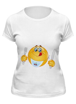Заказать женскую футболку в Москве. Футболка классическая смайлик от ksenon - готовые дизайны и нанесение принтов.
