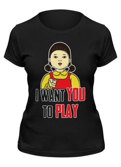 Заказать женскую футболку в Москве. Футболка классическая Игра в кальмара   от T-shirt print  - готовые дизайны и нанесение принтов.