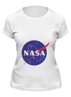 Заказать женскую футболку в Москве. Футболка классическая NASA | НАСА от The Spaceway  - готовые дизайны и нанесение принтов.
