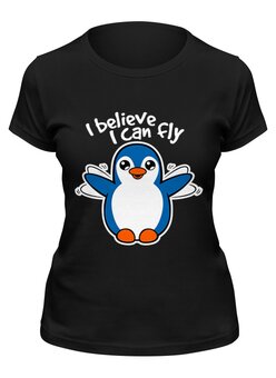 Заказать женскую футболку в Москве. Футболка классическая Пингвин от nadegda - готовые дизайны и нанесение принтов.