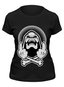 Заказать женскую футболку в Москве. Футболка классическая Skeleton F*ck You от Leichenwagen - готовые дизайны и нанесение принтов.