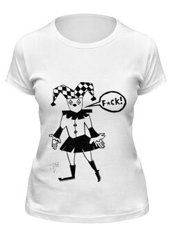 Заказать женскую футболку в Москве. Футболка классическая Черно-белый шут от galkagalka - готовые дизайны и нанесение принтов.