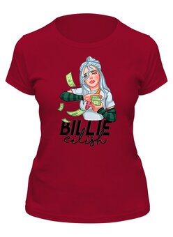Заказать женскую футболку в Москве. Футболка классическая Billie Eilish( Билли Айлиш)       от T-shirt print  - готовые дизайны и нанесение принтов.