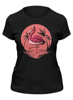 Заказать женскую футболку в Москве. Футболка классическая Розовый фламинго от printik - готовые дизайны и нанесение принтов.