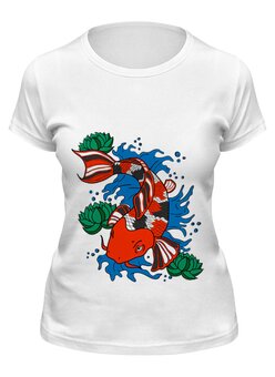 Заказать женскую футболку в Москве. Футболка классическая Мудрая рыба от BeliySlon - готовые дизайны и нанесение принтов.