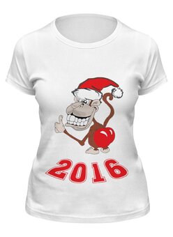 Заказать женскую футболку в Москве. Футболка классическая Обезьяна (Новый год 2016) от Easy-store - готовые дизайны и нанесение принтов.