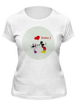 Заказать женскую футболку в Москве. Футболка классическая Поцелуй от mrs-snit@yandex.ru - готовые дизайны и нанесение принтов.