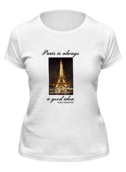 Заказать женскую футболку в Москве. Футболка классическая Париж от @mywave - готовые дизайны и нанесение принтов.