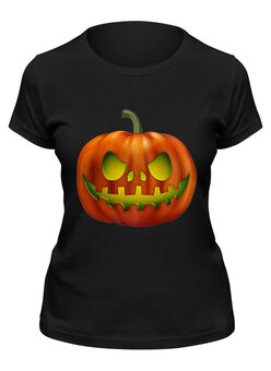 Заказать женскую футболку в Москве. Футболка классическая glowing pumpkin от queen  - готовые дизайны и нанесение принтов.