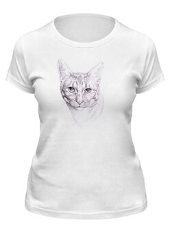 Заказать женскую футболку в Москве. Футболка классическая кошка от 50dd - готовые дизайны и нанесение принтов.