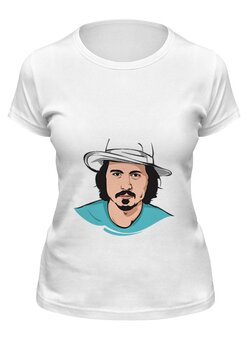 Заказать женскую футболку в Москве. Футболка классическая Джонни Депп от YellowCloverShop - готовые дизайны и нанесение принтов.