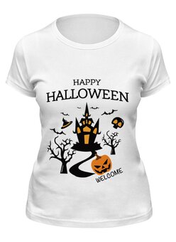 Заказать женскую футболку в Москве. Футболка классическая Сказочный замок на хэллоуин от phantomwork@yandex.ru - готовые дизайны и нанесение принтов.