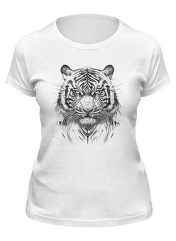 Заказать женскую футболку в Москве. Футболка классическая Голова тигра от Media M  - готовые дизайны и нанесение принтов.