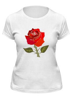 Заказать женскую футболку в Москве. Футболка классическая Роза красная. от grafikamaria@gmail.com - готовые дизайны и нанесение принтов.