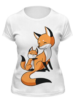 Заказать женскую футболку в Москве. Футболка классическая Две Лисички (fox) от coolmag - готовые дизайны и нанесение принтов.
