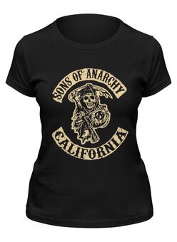 Заказать женскую футболку в Москве. Футболка классическая Sons Of Anarchy California от skynatural - готовые дизайны и нанесение принтов.