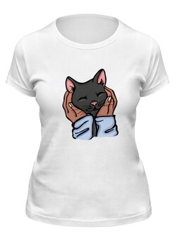 Заказать женскую футболку в Москве. Футболка классическая My Cat 🐱  от @kristy_art_k  - готовые дизайны и нанесение принтов.