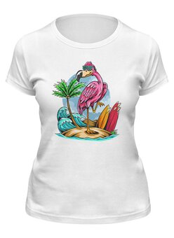 Заказать женскую футболку в Москве. Футболка классическая Фламинго  от T-shirt print  - готовые дизайны и нанесение принтов.