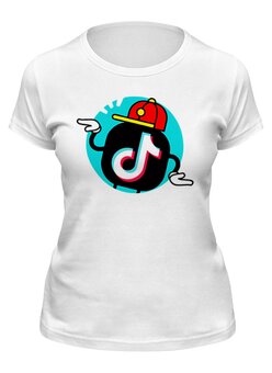 Заказать женскую футболку в Москве. Футболка классическая Tik Tok(тик ток)  от T-shirt print  - готовые дизайны и нанесение принтов.