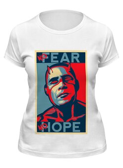 Заказать женскую футболку в Москве. Футболка классическая Обама - No Hope от priceless - готовые дизайны и нанесение принтов.