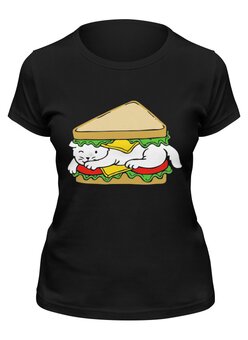Заказать женскую футболку в Москве. Футболка классическая Кот-сэндвич от Sheriff - готовые дизайны и нанесение принтов.
