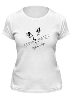 Заказать женскую футболку в Москве. Футболка классическая Загадочная кошка от ELENA ZHARINOVA - готовые дизайны и нанесение принтов.