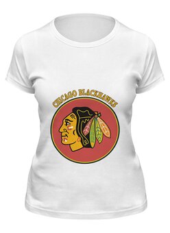 Заказать женскую футболку в Москве. Футболка классическая Чикаго Блэкхокс от kspsshop - готовые дизайны и нанесение принтов.