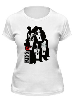 Заказать женскую футболку в Москве. Футболка классическая KISS — Американская рок-группа от balden - готовые дизайны и нанесение принтов.