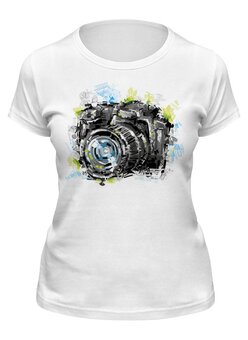 Заказать женскую футболку в Москве. Футболка классическая Фотоаппарат от coolmag - готовые дизайны и нанесение принтов.
