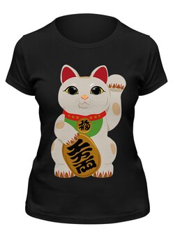 Заказать женскую футболку в Москве. Футболка классическая Lucky Cat от AG ART  - готовые дизайны и нанесение принтов.