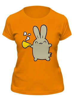 Заказать женскую футболку в Москве. Футболка классическая Кролик с чаем от skynatural - готовые дизайны и нанесение принтов.