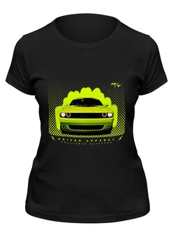 Заказать женскую футболку в Москве. Футболка классическая Dodge Challenger RT от s.podosenov@mail.ru - готовые дизайны и нанесение принтов.