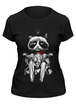 Заказать женскую футболку в Москве. Футболка классическая Сердитый Котик (Grumpy Cat) от coolmag - готовые дизайны и нанесение принтов.