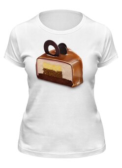 Заказать женскую футболку в Москве. Футболка классическая Торт вкусный от Olga Tikhonova - готовые дизайны и нанесение принтов.