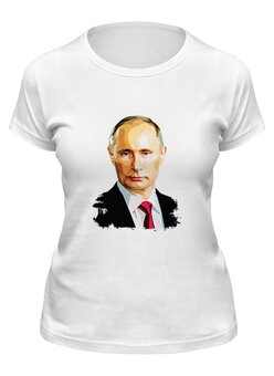 Заказать женскую футболку в Москве. Футболка классическая Владимир Путин от printik - готовые дизайны и нанесение принтов.
