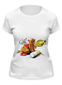 Заказать женскую футболку в Москве. Футболка классическая Gang food от kotashi - готовые дизайны и нанесение принтов.