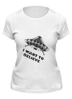 Заказать женскую футболку в Москве. Футболка классическая Тарелка НЛО от acidhouses - готовые дизайны и нанесение принтов.