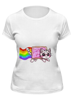 Заказать женскую футболку в Москве. Футболка классическая Nyan cat от YellowCloverShop - готовые дизайны и нанесение принтов.