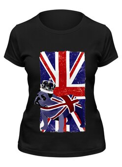 Заказать женскую футболку в Москве. Футболка классическая UK English Bulldog & Union Jack Flag от pangeaaffair - готовые дизайны и нанесение принтов.